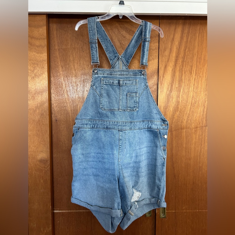 Lane Bryant Blue Denim Overall Shorts